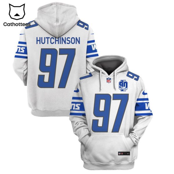 Limited Edition Aidan Hutchinson Detroit Lions White Hoodie Jersey