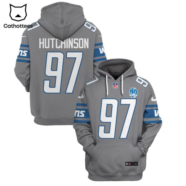 Limited Edition Aidan Hutchinson Detroit Lions Grey Hoodie Jersey