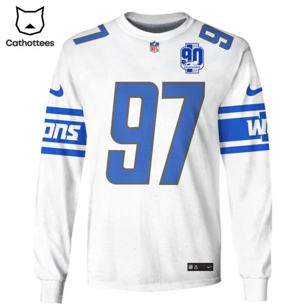 Limited Edition Aidan Hutchinson Detroit Lions White Hoodie Jersey