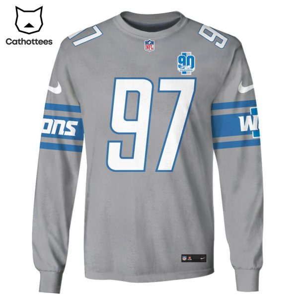 Limited Edition Aidan Hutchinson Detroit Lions Grey Hoodie Jersey