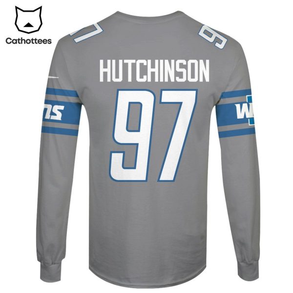 Limited Edition Aidan Hutchinson Detroit Lions Grey Hoodie Jersey