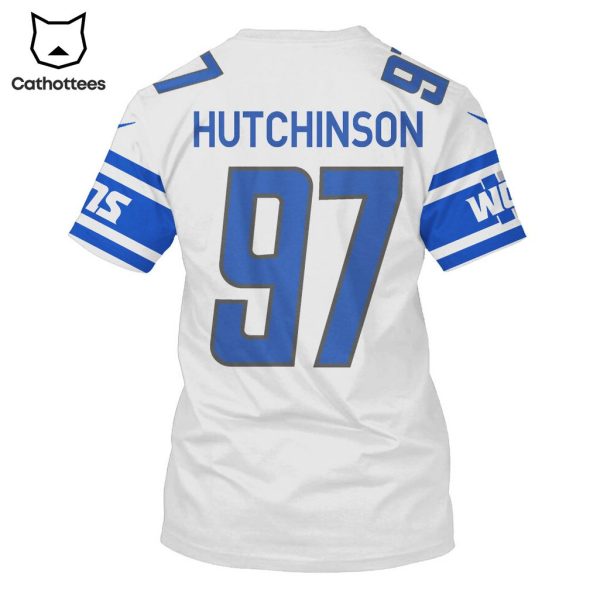 Limited Edition Aidan Hutchinson Detroit Lions White Hoodie Jersey