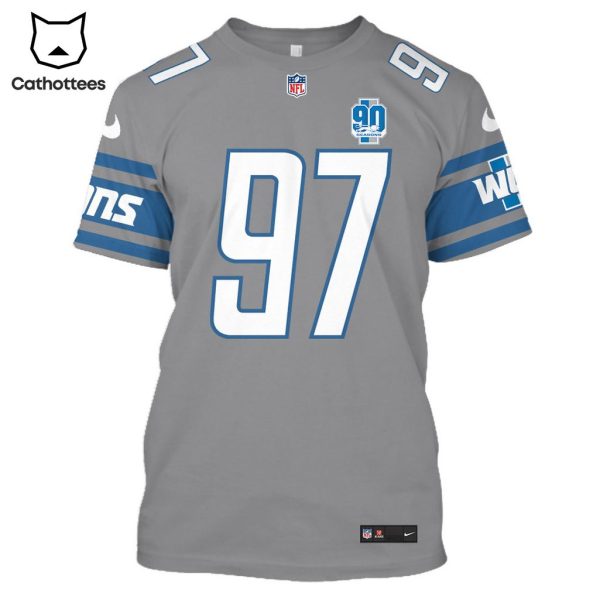 Limited Edition Aidan Hutchinson Detroit Lions Grey Hoodie Jersey