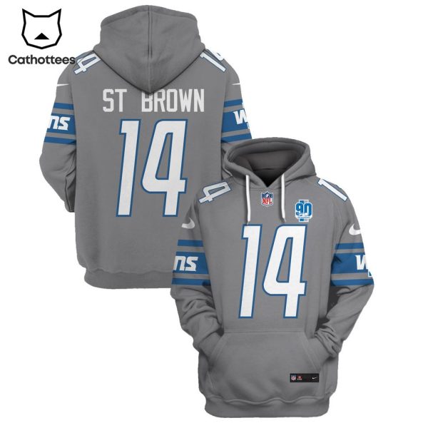 Limited Edition Amon-Ra St. Brown Detroit Lions Grey Hoodie Jersey