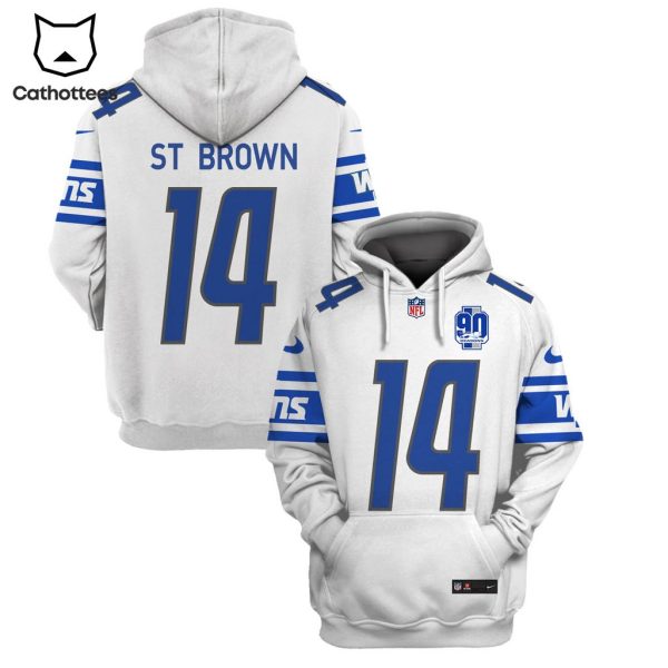 Limited Edition Amon-Ra St. Brown Detroit Lions White Hoodie Jersey