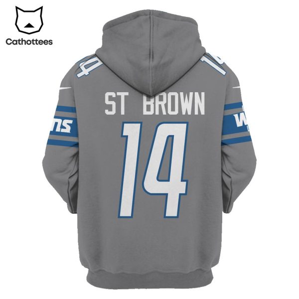 Limited Edition Amon-Ra St. Brown Detroit Lions Grey Hoodie Jersey