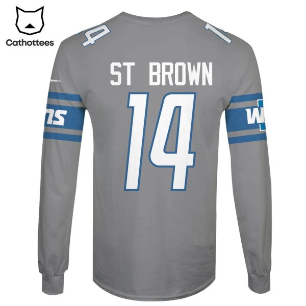 Limited Edition Amon-Ra St. Brown Detroit Lions Grey Hoodie Jersey