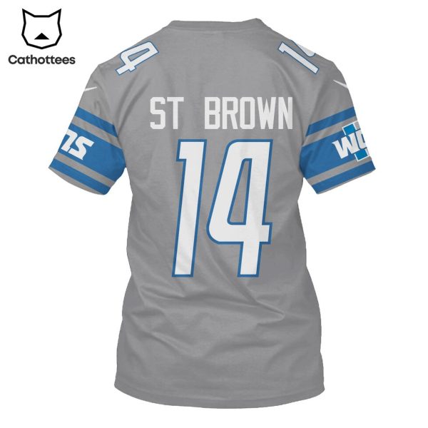 Limited Edition Amon-Ra St. Brown Detroit Lions Grey Hoodie Jersey