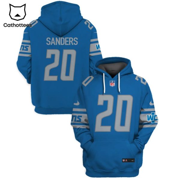 Limited Edition Barry Sanders Detroit Lions Blue Hoodie Jersey