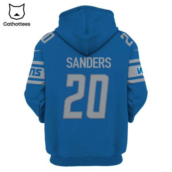 Limited Edition Barry Sanders Detroit Lions Blue Hoodie Jersey