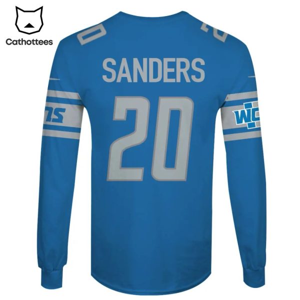 Limited Edition Barry Sanders Detroit Lions Blue Hoodie Jersey