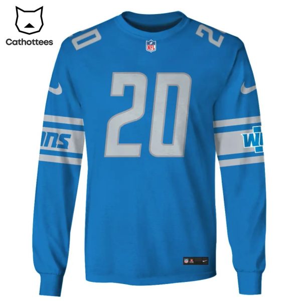 Limited Edition Barry Sanders Detroit Lions Blue Hoodie Jersey