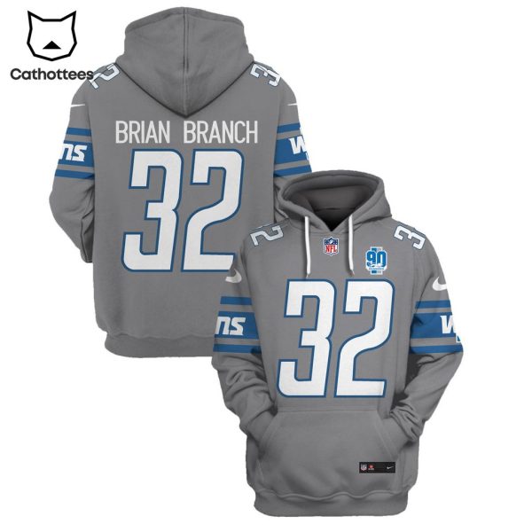 Limited Edition Brian Branch Detroit Lions Hoodie Jersey – Grey