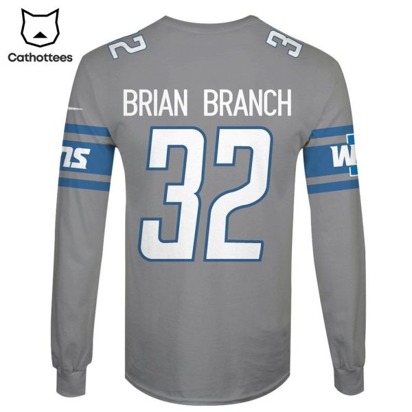 Limited Edition Brian Branch Detroit Lions Hoodie Jersey – Grey