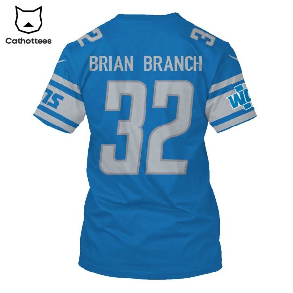 Limited Edition Brian Branch Detroit Lions Hoodie Jersey – Blue