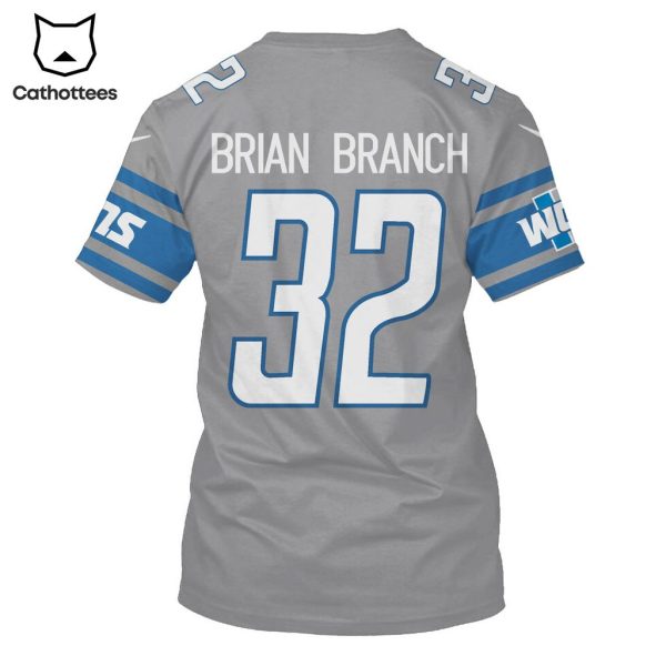 Limited Edition Brian Branch Detroit Lions Hoodie Jersey – Grey