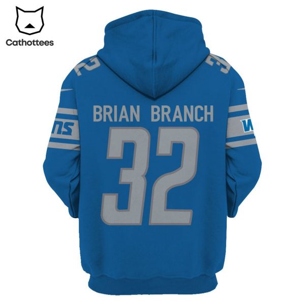 Limited Edition Brian Branch Detroit Lions Hoodie Jersey – Blue