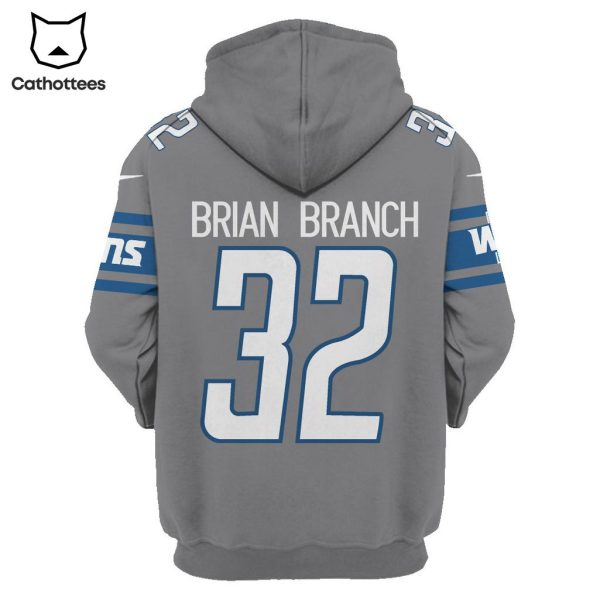 Limited Edition Brian Branch Detroit Lions Hoodie Jersey – Grey