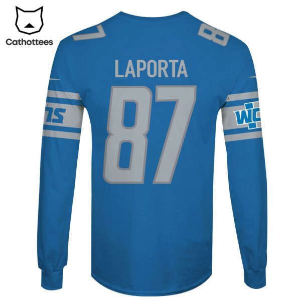 Limited Edition Sam LaPorta Detroit Lions Hoodie Jersey – Blue