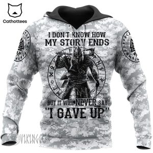Never Gave Up Viking Hoodie With Camouflage Colors For Soldiers
