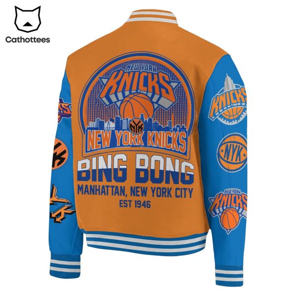 New York Knicks Bing Bong Manhattan New York City Est 1946 Baseball Jacket
