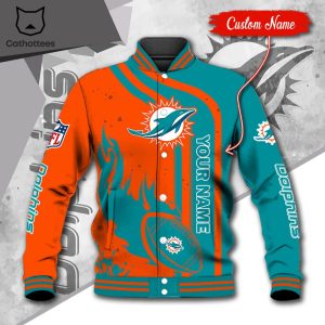 NFL Miami Dolphins Logo Custom Name Baseball Jacket