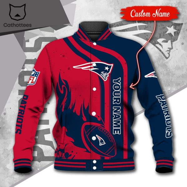 NFL New England Patriots Logo Custom Name Baseball Jacket