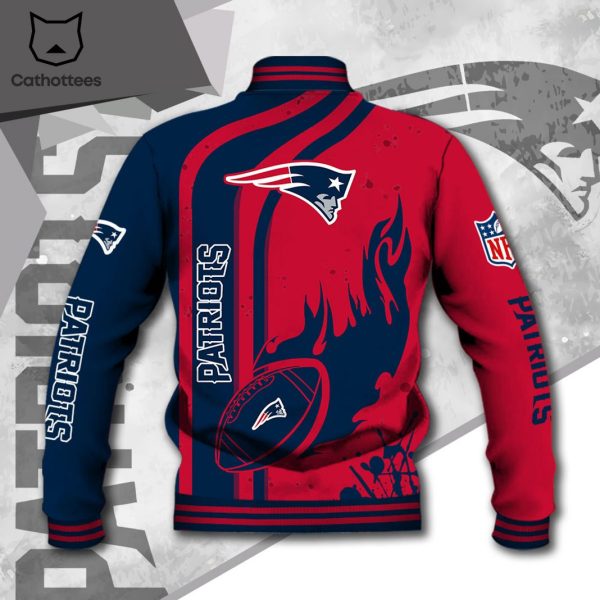 NFL New England Patriots Logo Custom Name Baseball Jacket