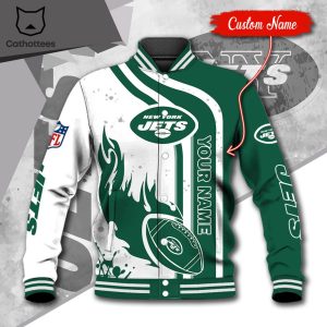NFL New York Jets Logo Custom Name Baseball Jacket