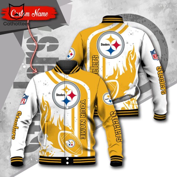 NFL Pittsburgh Steelers Logo Custom Name Baseball Jacket