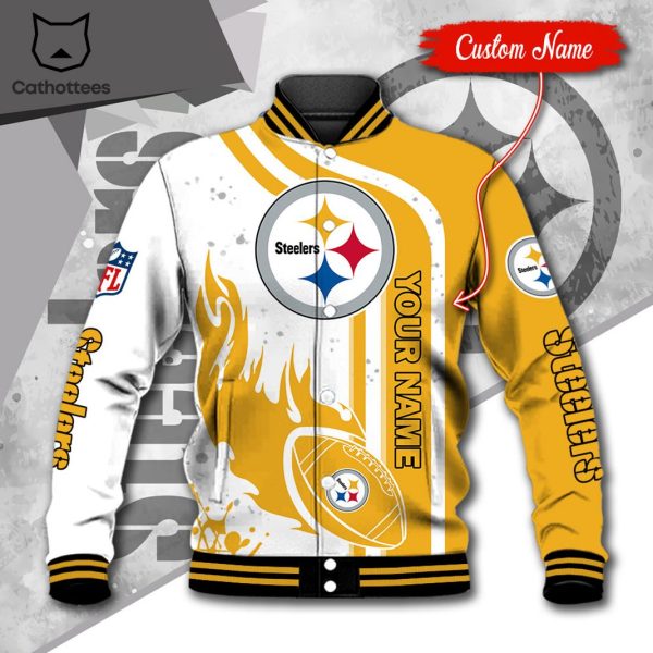 NFL Pittsburgh Steelers Logo Custom Name Baseball Jacket