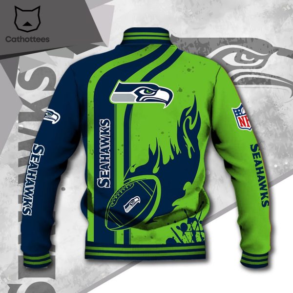 NFL Seattle Seahawks Logo Custom Name Baseball Jacket