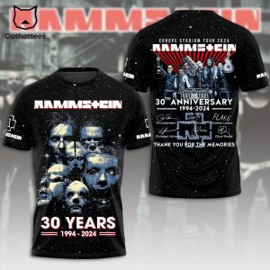 Rammstein 30 Years 1994-2024 Thank You For The Memories 3D T-Shirt