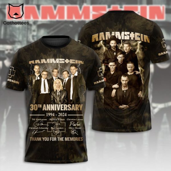 Rammstein 30th Anniversary 1994-2024 Thank You For The Memories Signature 3D T-Shirt