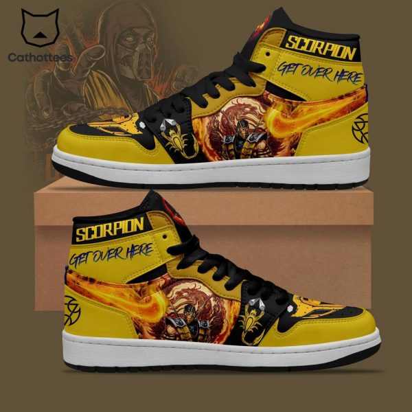 Scorpion Get Over Here Full Yellow Nike Logo Design Air Jordan 1 High Top