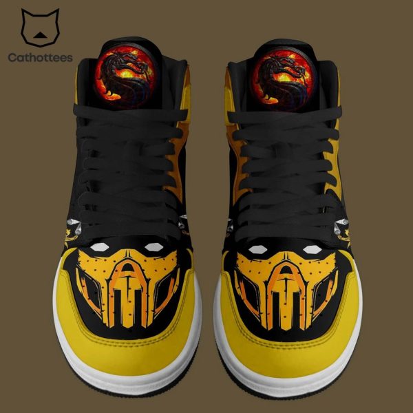 Scorpion Get Over Here Full Yellow Nike Logo Design Air Jordan 1 High Top