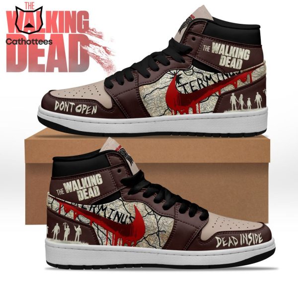 The Walking Dead Nike Logo Brown Design Air Jordan 1 High Top