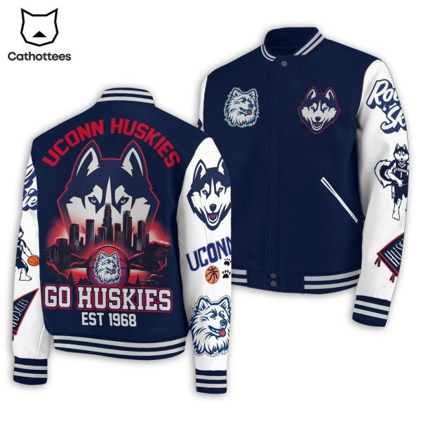 Uconn Huskies Logo Go Huskies Est 1968 Baseball Jacket