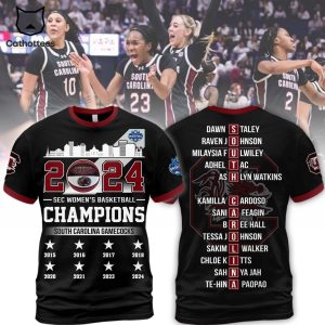 2024 SEC Women Basketball Champions South Carolina Gamecocks 3D T-Shirt