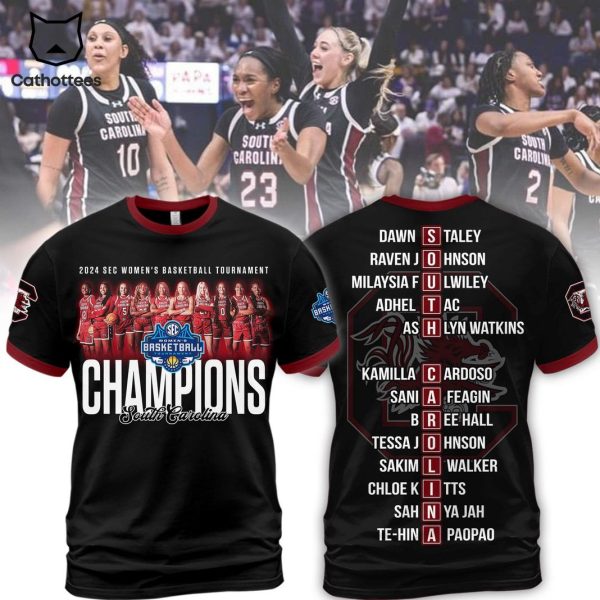 2024 SEC Women Basketball Tournament Champions South Carolina Gamecocks 3D T-Shirt