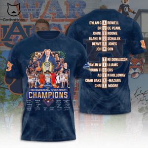 Auburn Tigers SEC Basketball Tournament Champions Signature 3D T-Shirt