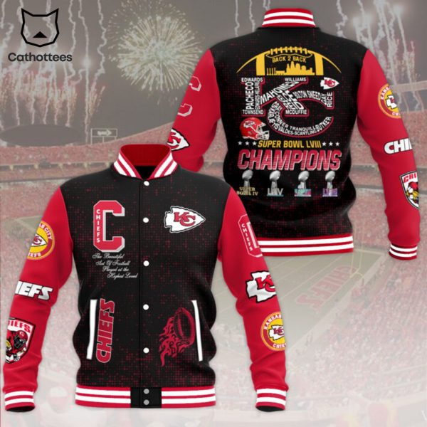 Back To Back Kansas City Chiefs Super Bowl LVIII Champions Baseball Jacket
