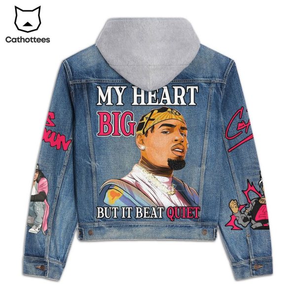 Chris Brown My Heart Big But It Beat Quiet Hooded Denim Jacket