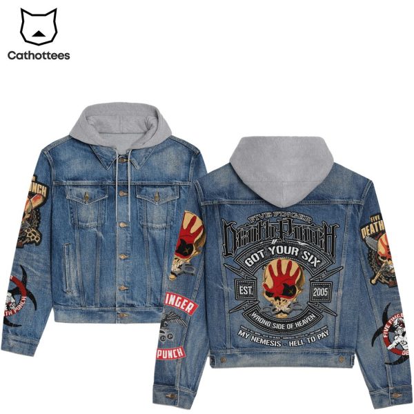 Five Finger Death Punch Got Your Siz Wrong Side Of Heaven My Nemesis Hell To Pay Hooded Denim Jacket