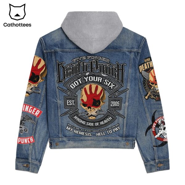 Five Finger Death Punch Got Your Siz Wrong Side Of Heaven My Nemesis Hell To Pay Hooded Denim Jacket