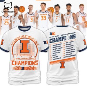 Illinois Fighting Illini Big Ten Men Basketball Tournament Champions 2024 3D T-Shirt