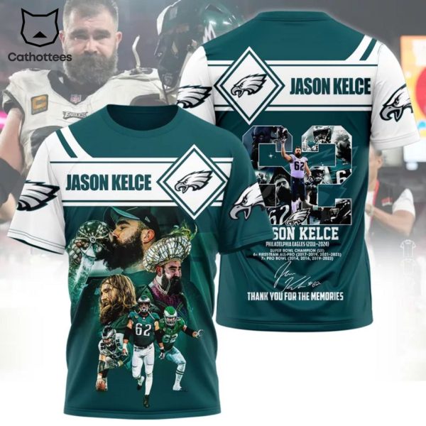 Jason Kelce Philadelphia Eagles Signature Thank You For The Memories 3D T-Shirt