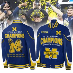 Michigan Wolverines 12 Times National Champions Baseball Jacket