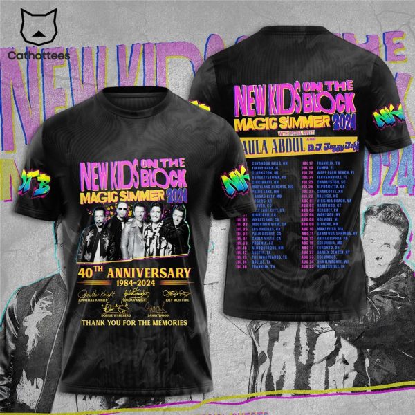 New Kid On The Block Magic Summer 2024 40th Anniversary 1984-2024 Signature Thank You For The Memories 3D T-Shirt