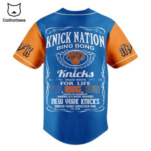 New York Knicks Nation Bing Bong Smash Mouth For Life Blue Orange Sliver Baseball Jersey